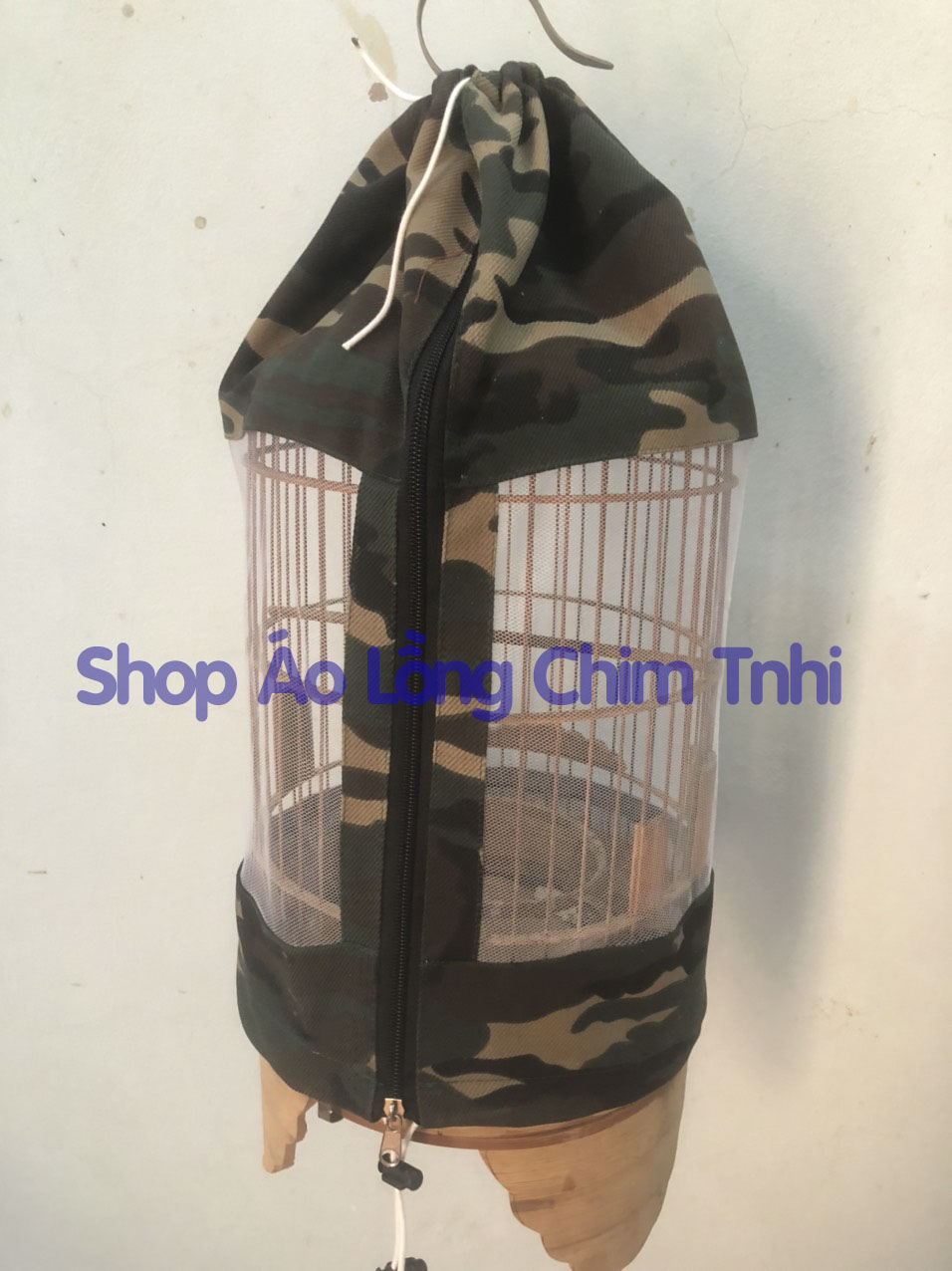 Áo lồng chim khuyên lưới rằn ri kaki