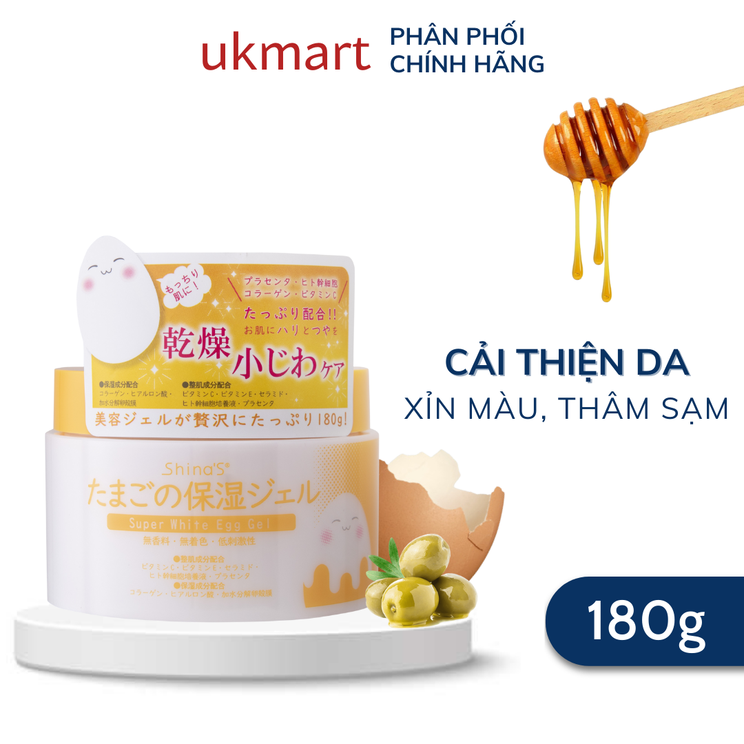 Kem dưỡng trứng nhật bản shina's super white egg gel làm sáng da, mờ nám 180g