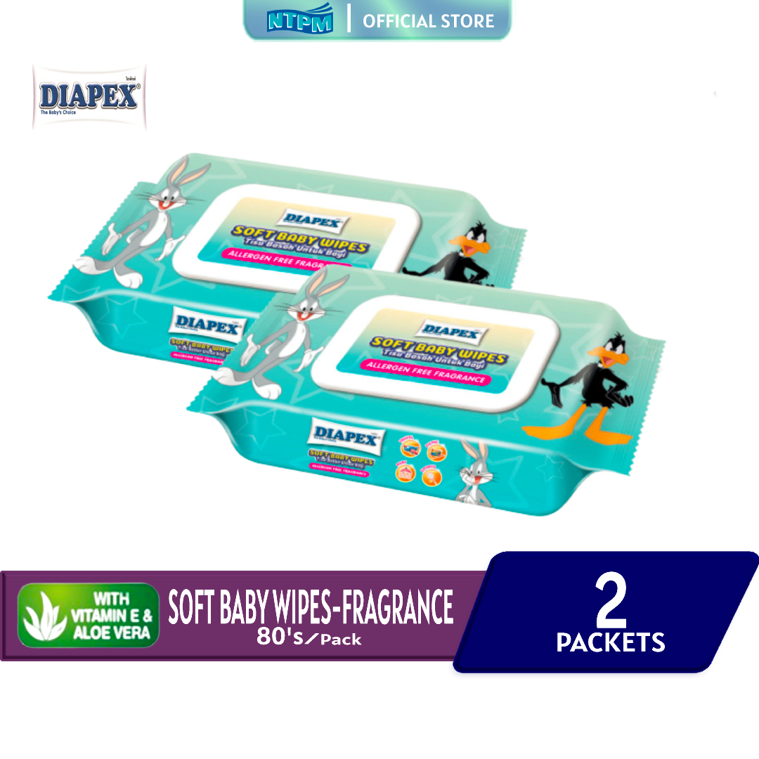 Diapex Soft Baby Wipes 80's x 2 packets -with Fragrance