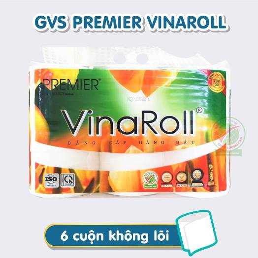 Combo giấy vệ sinh Premier Vinaroll không lõi và khăn giấy bỏ túi Vinatissue (Gói tiết kiệm)