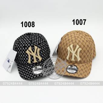Nón kết MLB Monogram NY nâu đen