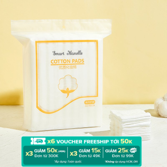 Bông Tẩy Trang Smart Manelle Cotton Pads 222 Miếng Lớp Dày Dặn Làm Sạch Da