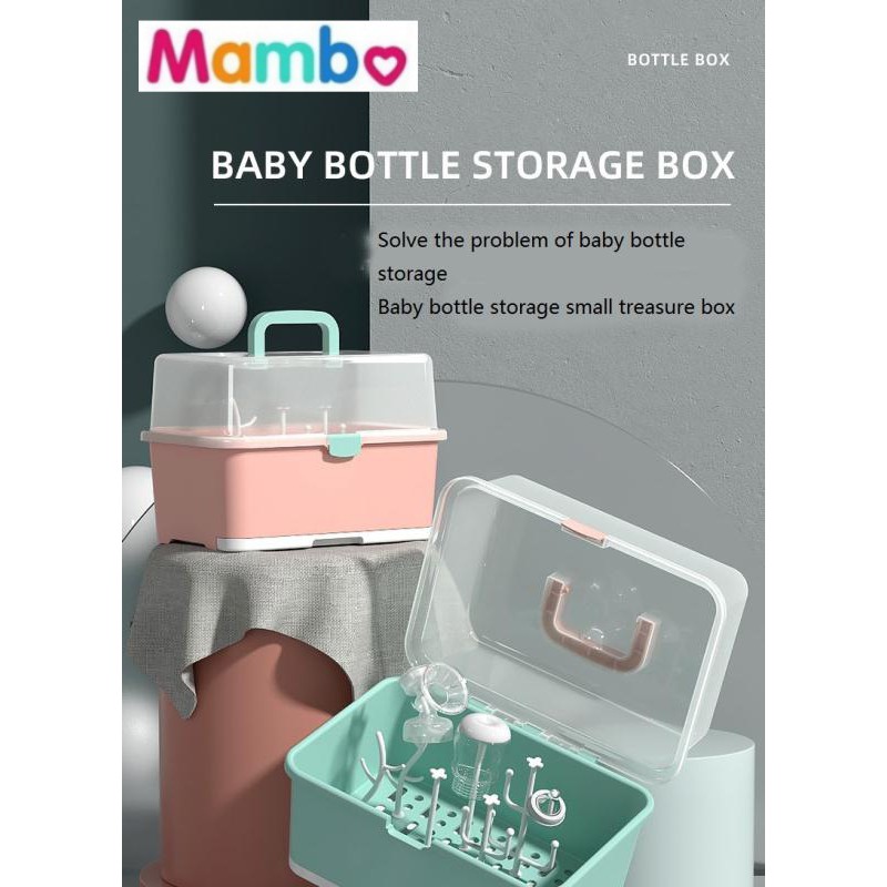 Baby Feeding Bottle Drying Rack With Cover Baby Bottle Storage Box Container and Organizer Baby Cutlery Storage Box