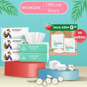 Khăn rửa mặt spa khăn lau mặt monkids khăn mặt khô dùng 1 lần cotton mềm 70 miếng kích thước lớn lau khô lau ướt