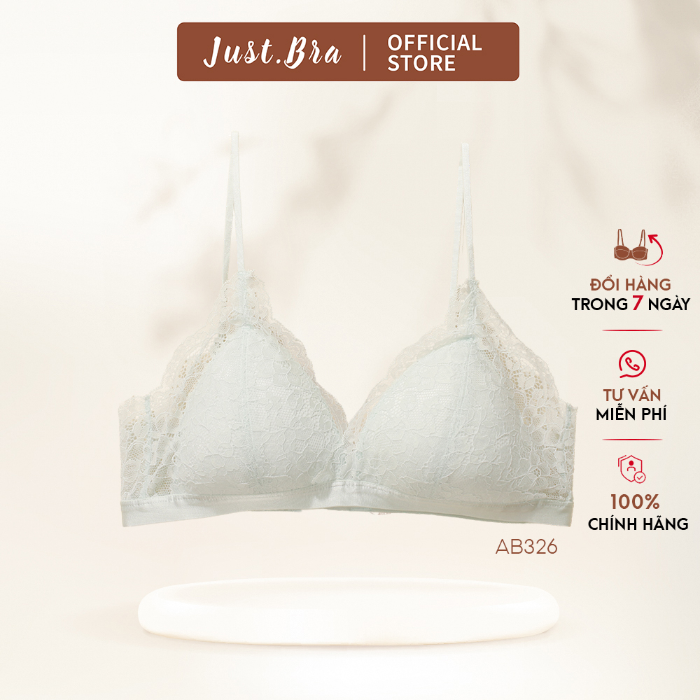 Áo ngực ren Just Bra thiết kế mút mỏng không gọng dây vai mảnh AB326