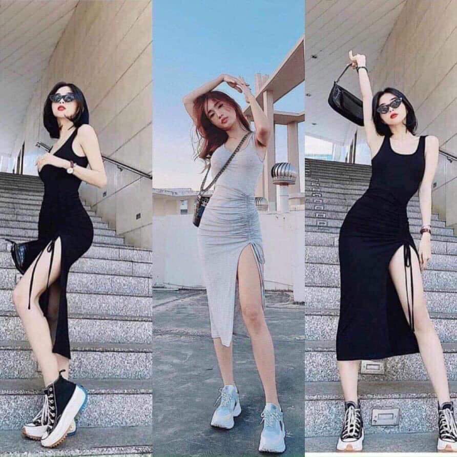 Đầm body sát nách rút đùi