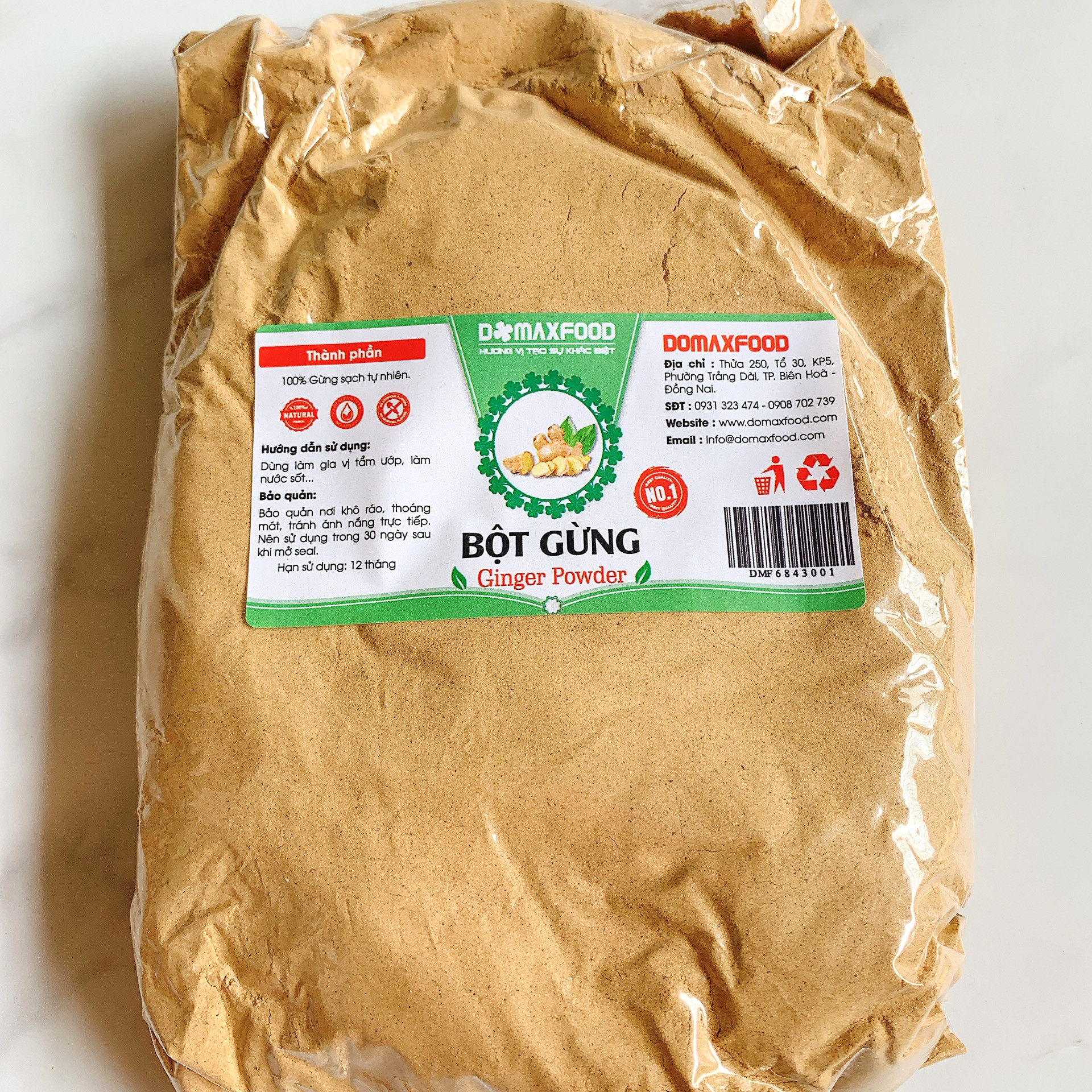 Bột gừng ta 250g - Domaxfood – 100% nguyên chất - bột gia vị gừng