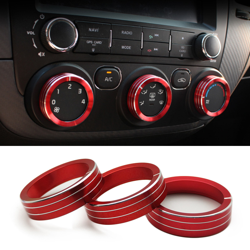 3pcs Núm vặn điều hòa không khí vòng hợp kim nhôm trang trí bảo vệ Bìa nội thất xe hơi sửa đổi cho Kia K3 15-18