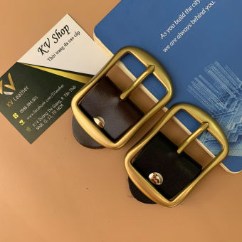 Đầu Khóa Thắt Lưng, Mặt Khóa Thắt Lưng Bằng Đồng Đúc Nguyên Khối 100% (Tặng Kèm Ốc Xiết, Khoen+Đầu Bịt Bằng Da Bò) - KVĐK02