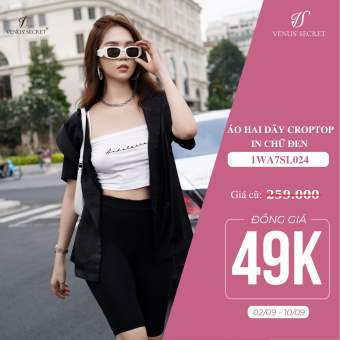 Áo hai dây croptop in chữ / Venus'Secret / 1WA7SL