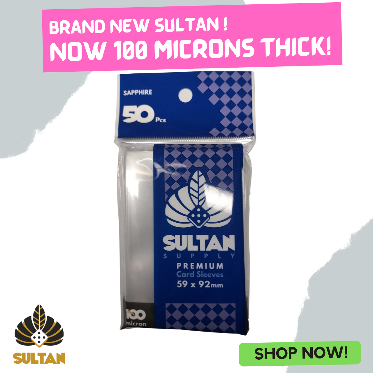 Sultan Supply Premium Card Sleeves: 65 x 100 mm Zircon (100 microns)