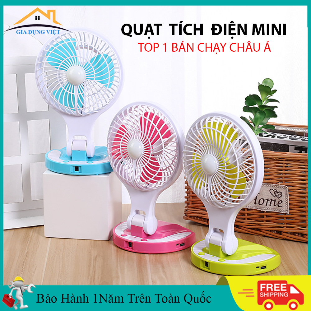 Quạt sạc tích điện mini để bàn cầm tay kèm sạc usb, quạt tích điện  2 mức độ gió có đèn thế hệ mới. Bảo hành 1 năm, 7 ngày lỗi đổi mới .