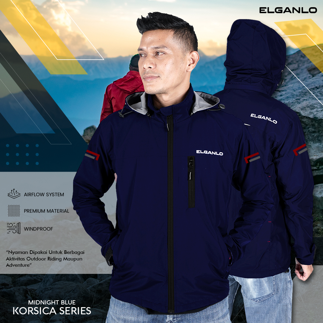 ELGANLO - Jaket Harian Pria Original Windbreakers Touring Hiking Motor Parasut Reflective Printing Merah Putih Jacket Vintage Racing Pria Tebal Anti Angin Cocok Segala Cuaca Jeket Club dan Komunitas Sunmori Custom Desain Terpercaya Tercepat dan Terbaik