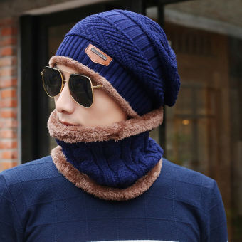 Mũ len kèm khăn cổ lót lông siêu ấm