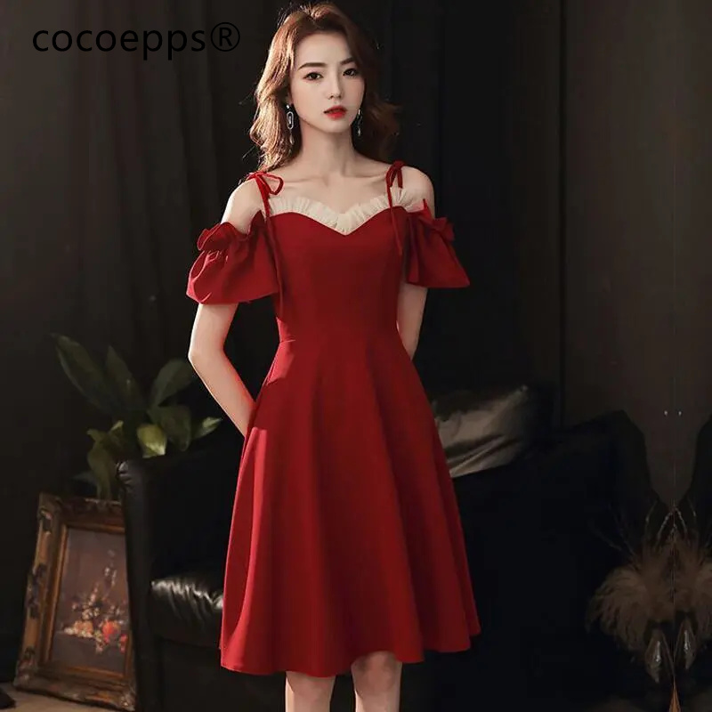 Cocoepps váy dạ tiệc cao cấp ĐầM Dạ HộI của phụ nữ mới cô dâu bánh mì nướng ăn mặc thường có thể mặc đám cưới chị em nhóm Váy Yếm 新年衣服 2024 女装