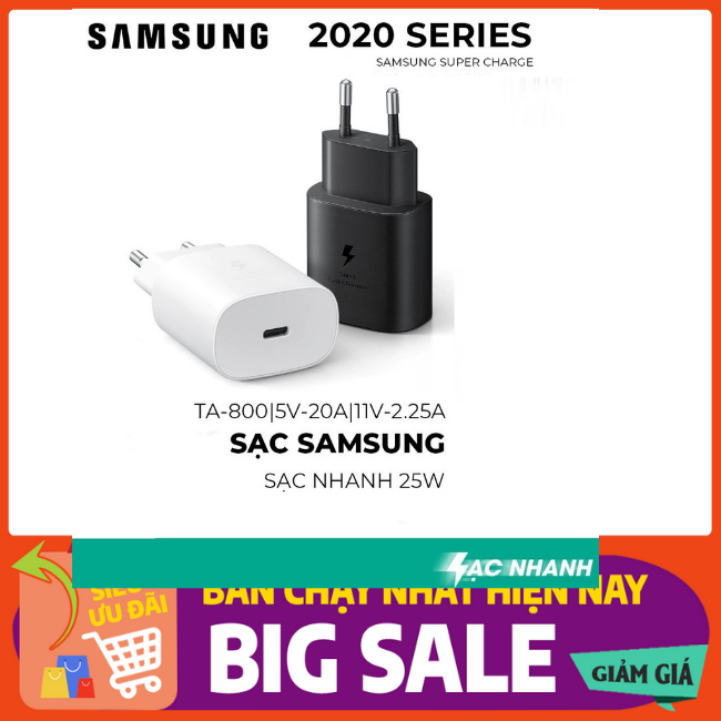Củ sạc nhanh Galaxy Note 10 chính hãng, Cốc sạc nhanh Samsung 25W Zin cổng Type C
