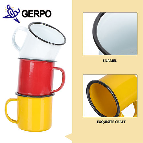 Gerpo 3 chiếc cốc tráng men nhỏ cốc nước màu cốc trà tráng men cốc uống nước