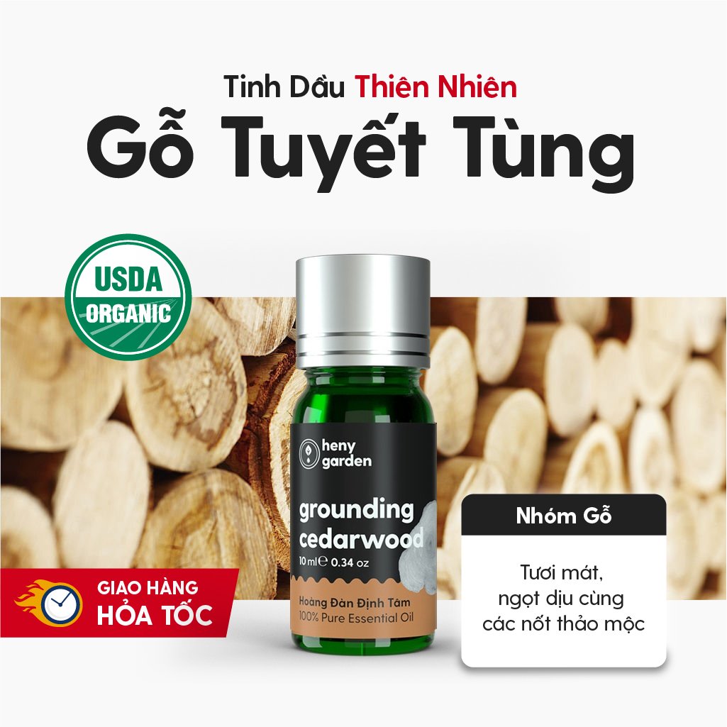 Tinh Dầu Tuyết Tùng (Hoàng Đàn) Organic Thiên Nhiên Nguyên Chất Đậm Đặc HENY GARDEN Xông Thơm Phòng, Làm Nến Thơm Thư Giãn Giúp Dễ Ngủ 10mL