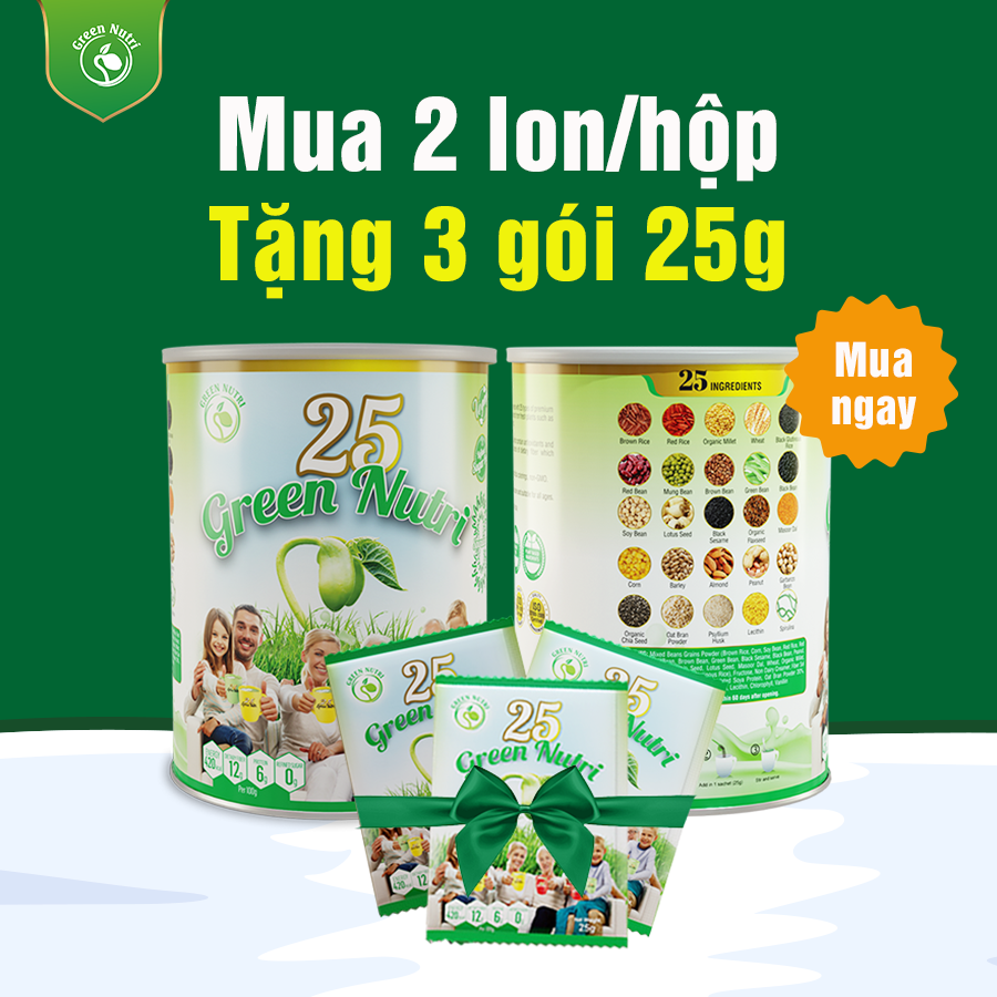 Chính Hãng Combo 2 lon Sữa Hạt Ngũ Cốc 25 Green Nutri 750g