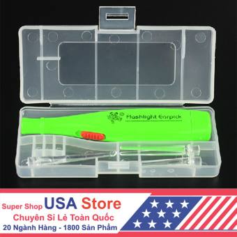 Dụng Cụ Lấy Kẹp Ráy Tai Hộp Nhựa - Có Đèn - Nhiều Đầu Gắp - Giá Tốt