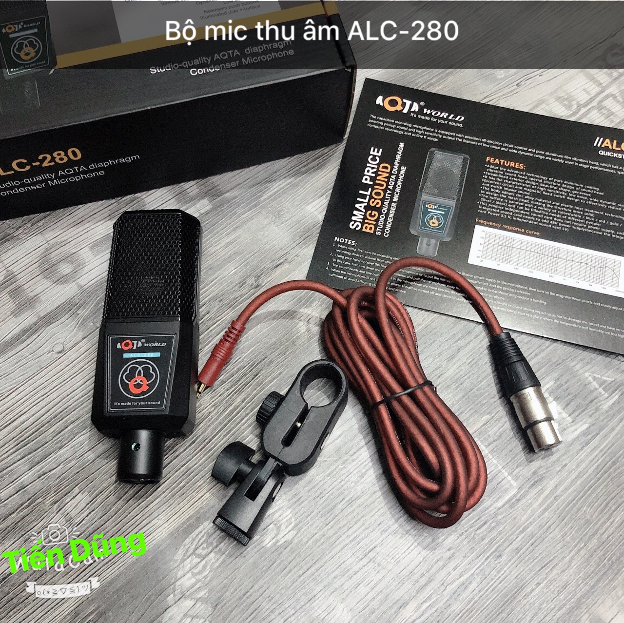 Mic thu âm AQTA ALC280 mic hát karaoke hoặc live stream dùng cho các sound card - Mic ALC-280 chạy nguồn điện 5v