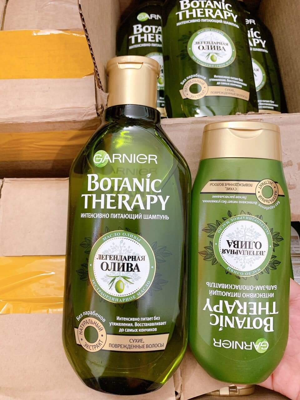 Bộ gội xả tóc Garnier Botanic Oliu Nga ngăn rụng tóc, nuôi dưỡng tóc gội 400ml, xả 200ml