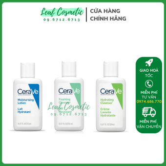 Sữa Rửa Mặt CeraVe Da Khô, Thường, Da Dầu 20ml, Sữa Dưỡng Ẩm CeraVe Moisturising Lotion 20ml - Leaf Cosmetic