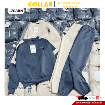 Bộ nỉ thể thao STEVE nữ thu đông chất vải nỉ bông,Set đồ thu đông quần áo dài tay trẻ trung phong cách Hàn Quốc COLLAR