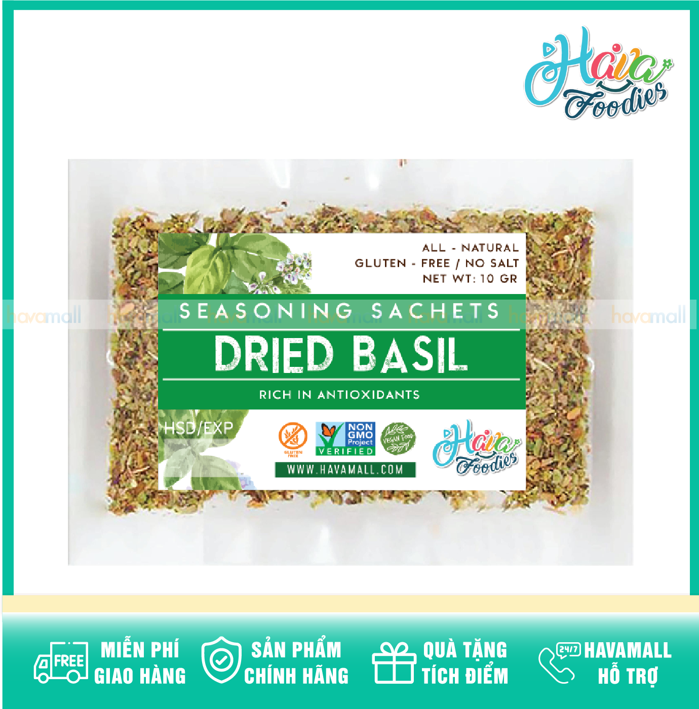 Lá Basil Khô Ý 10gr Nghiền Nguyễn Làm Món Ý