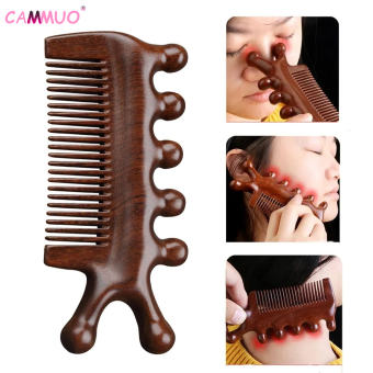 Cammuo Massage Comb Sandalwood Head Meridian Scalp Massager Body Guasha Tool Comb Eye Shoulder Massager