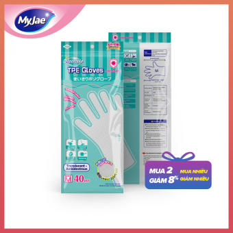 Găng tay chống khuẩn TPE một lần dùng MyJae size M (40 pcs)