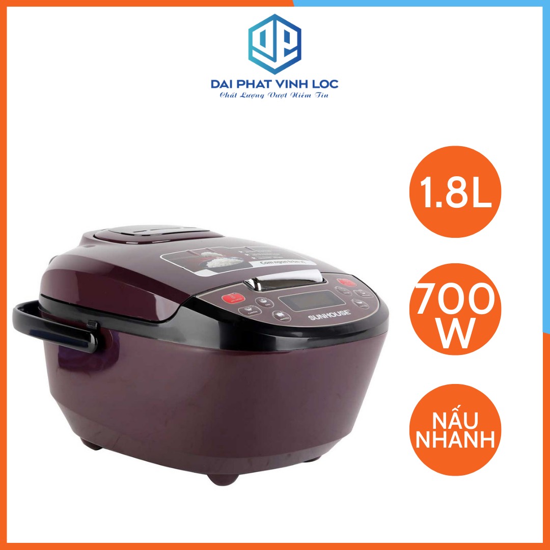 Nồi cơm điện sunhouse shd8909 dung tích 1.8l công suất 700w đa chức năng cài đặt hẹn giờ hàng chính hãng j51