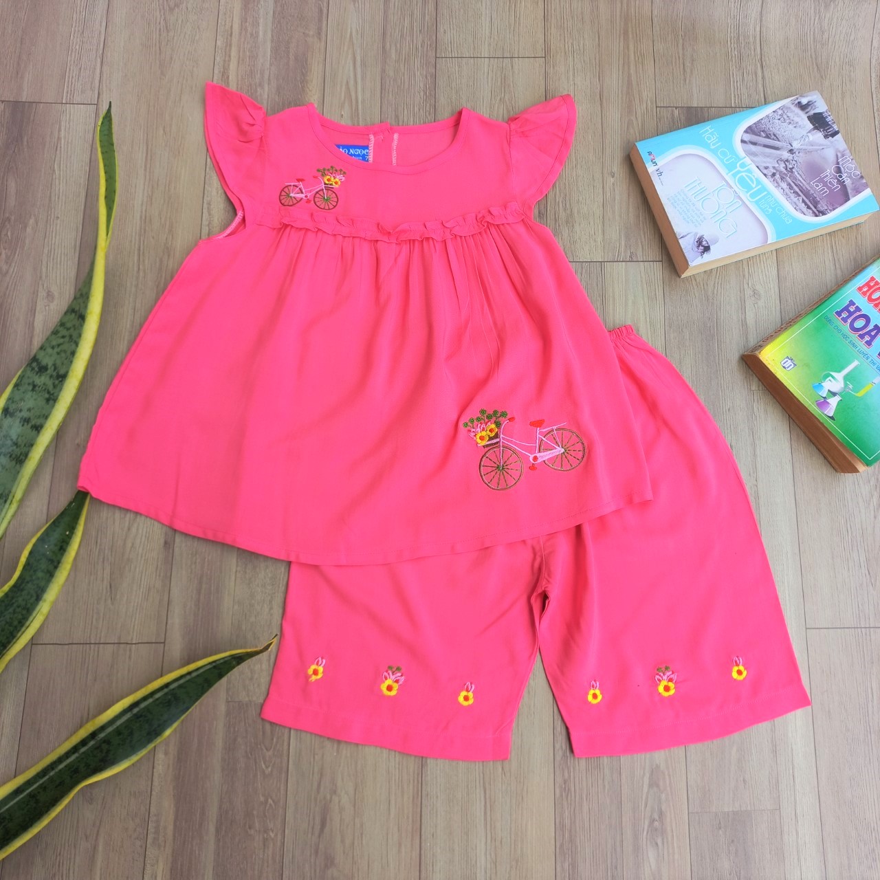 Size Đại 38 đến 55kg/ Bộ Tole/tone Bảo Ngọc quần lững tay cánh tiên thêu hoa gối
