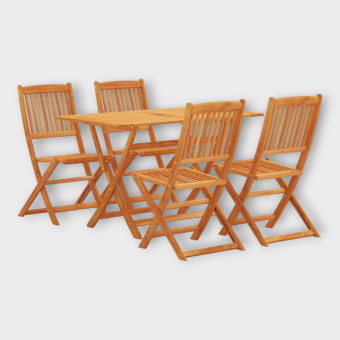 Bộ bàn café xếp gọn ngoài trời IBIE Nusa gỗ keo lau dầu, tùy chọn số ghế