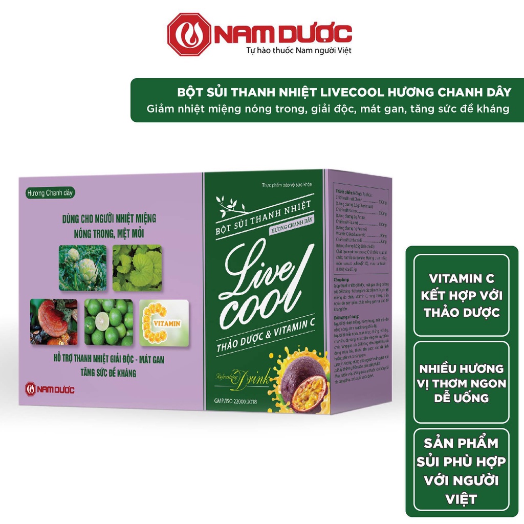 Bột sủi thanh nhiệt Livecool hương chanh dây hộp 10 gói