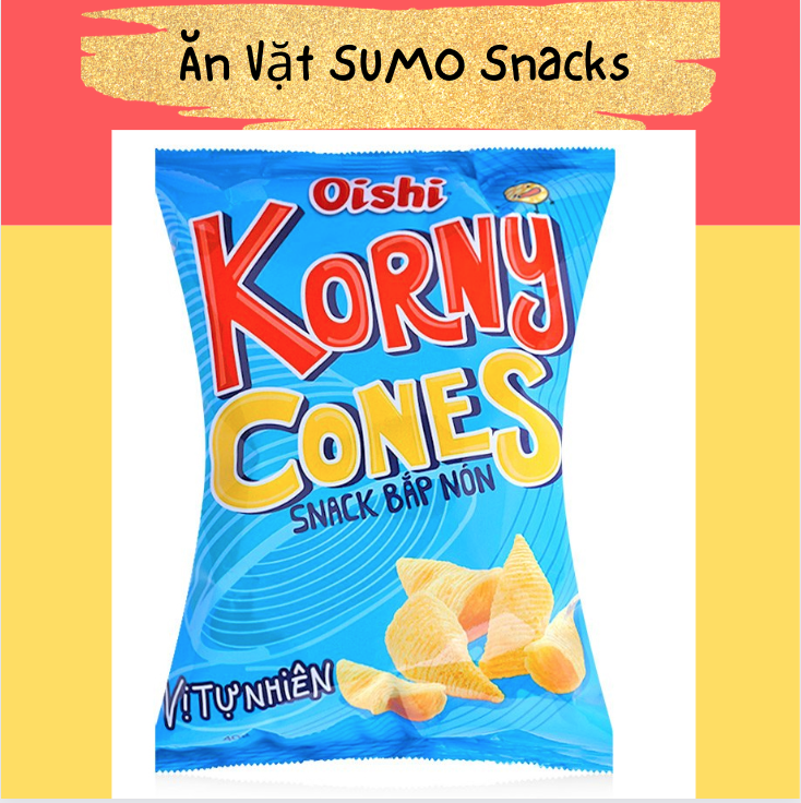 Bim bim snack bắp nón vị tự nhiên oishi korny cones gói 40g-ăn vặt sumo snack