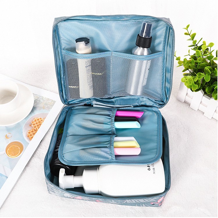 Túi đựng mỹ phẩm du lịch cầm tay mini siêu gọn hoa văn