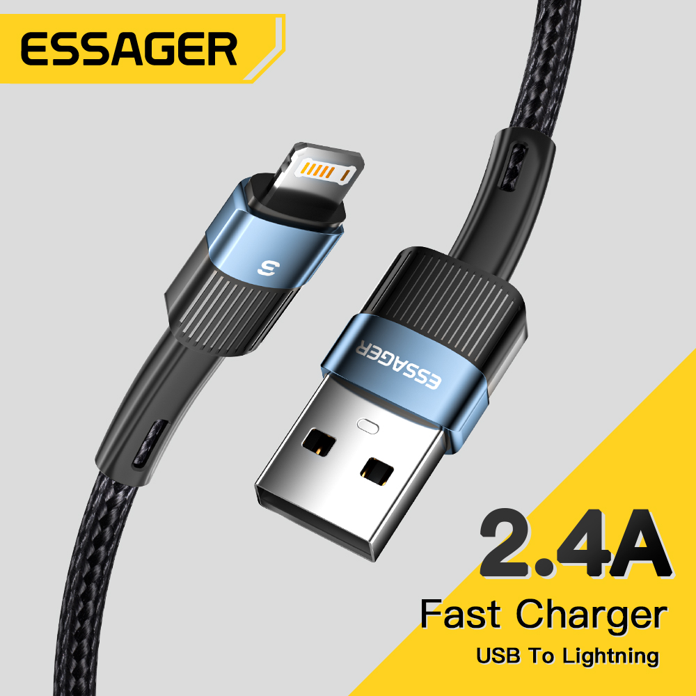 Essager Dây sạc 2.4A USB cho iPhone 13 Pro Max 12 XS XR Cáp sạc nhanh cho iPhone 8 7 SE USB Cáp chuy