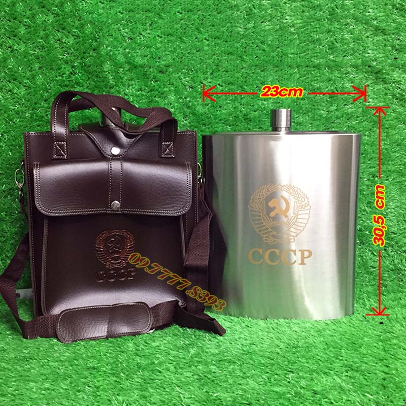 Bình Inox CCCP 3,8L + Tặng Phễu + Bao Da Gọn  Gàng Phù Hợp Khi Đi  Du Lịch, Leo  Núi