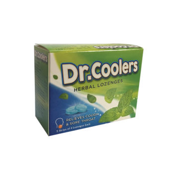 Kẹo ho DR. COOLERS vị bạc hà – Hỗ trợ giảm ho, ngứa rát họng do viêm họng, viêm phế quản (20 viên)