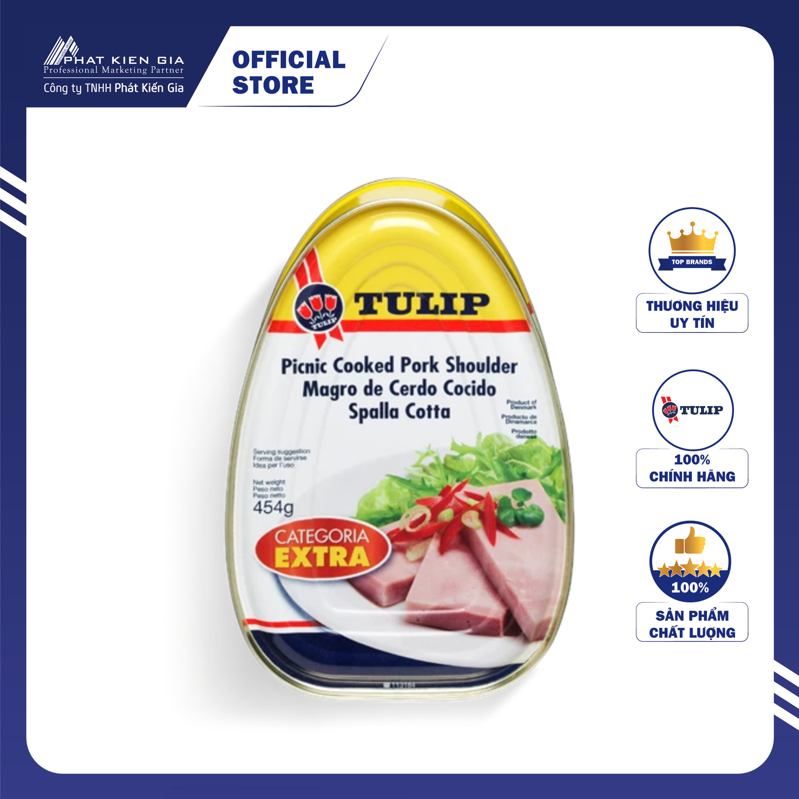 Thịt Heo Hộp Ham Vai Heo Tulip 454g - Nhập Khẩu Đan Mạch | Tulip Pork Shoulder 454g