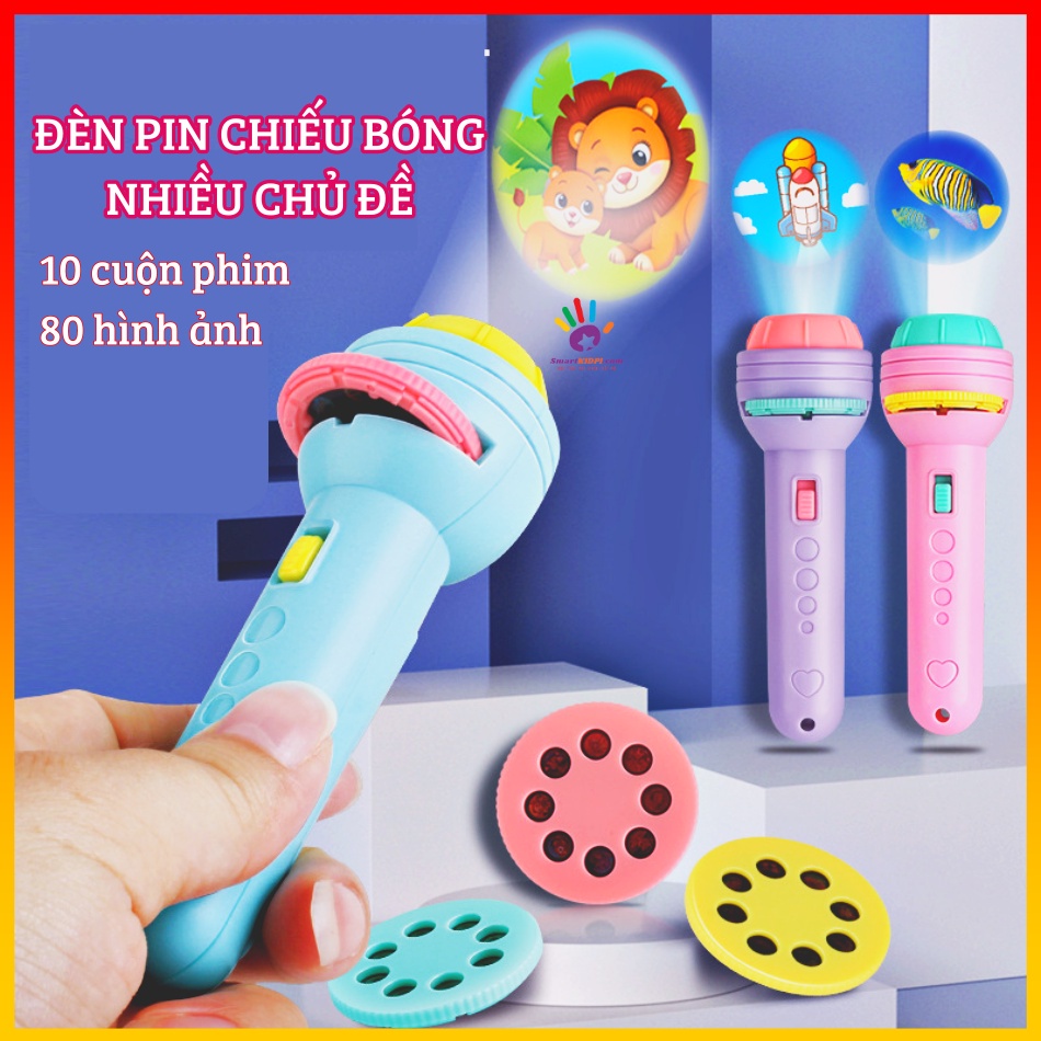 [Đèn 80 hình loại 1] Đèn pin chiếu hình 3D cho be full 80 hình cho bé