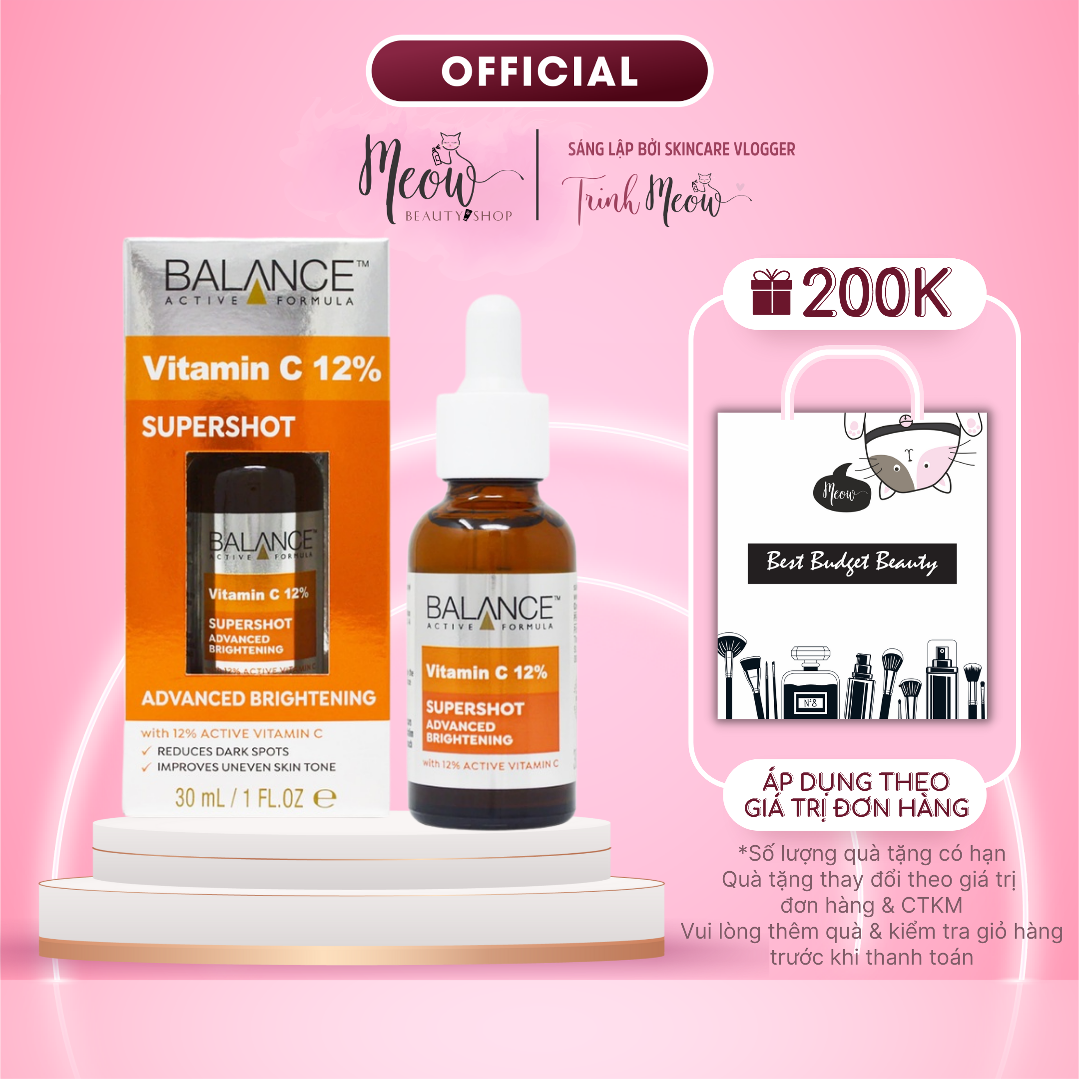 Tinh chất sáng da - mờ thâm Balance Active Formula 12% Vitamin C Supershot 30ml