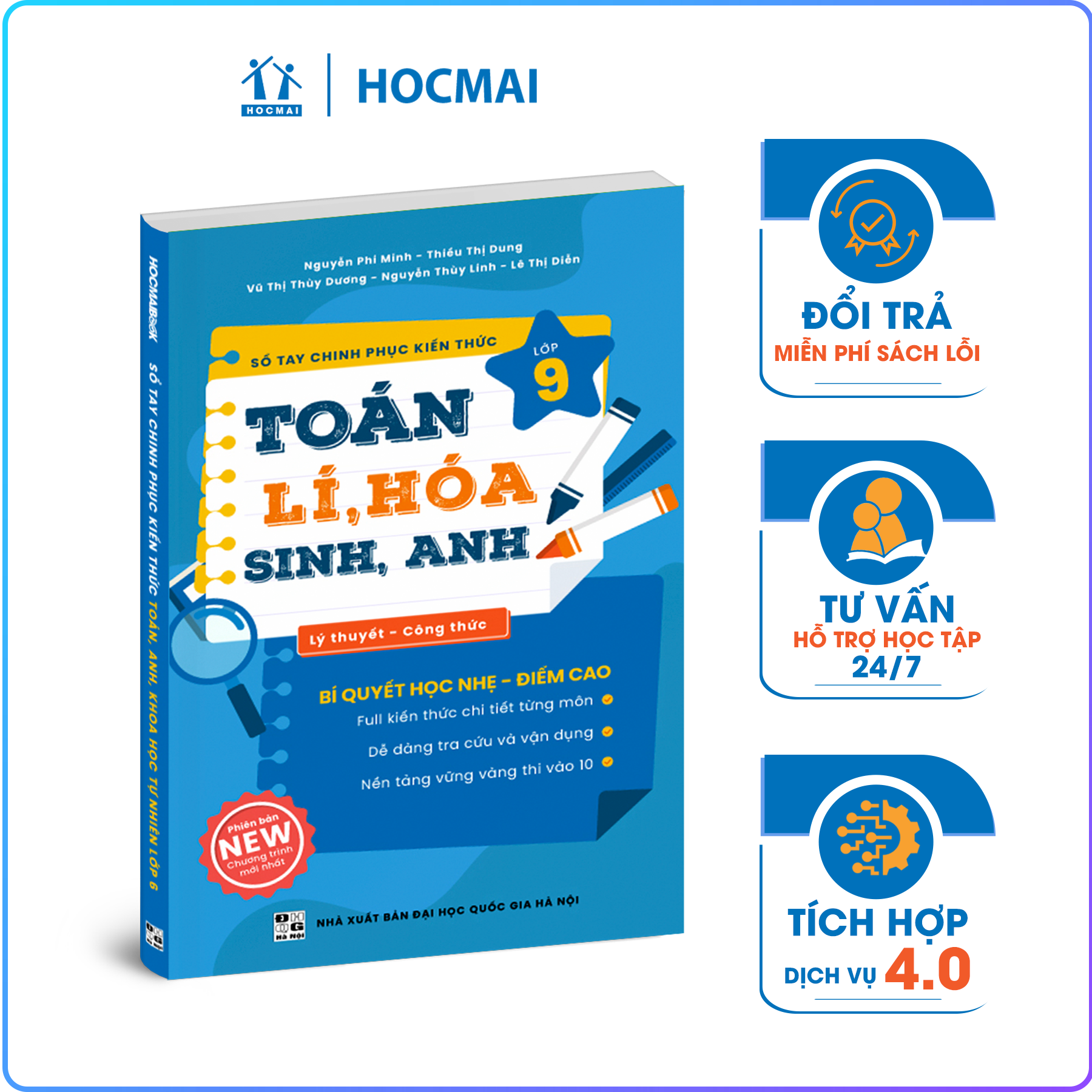 Sổ tay chinh phục kiến thức 5 môn Toán - Lí - Hóa - Sinh - Anh lớp 9