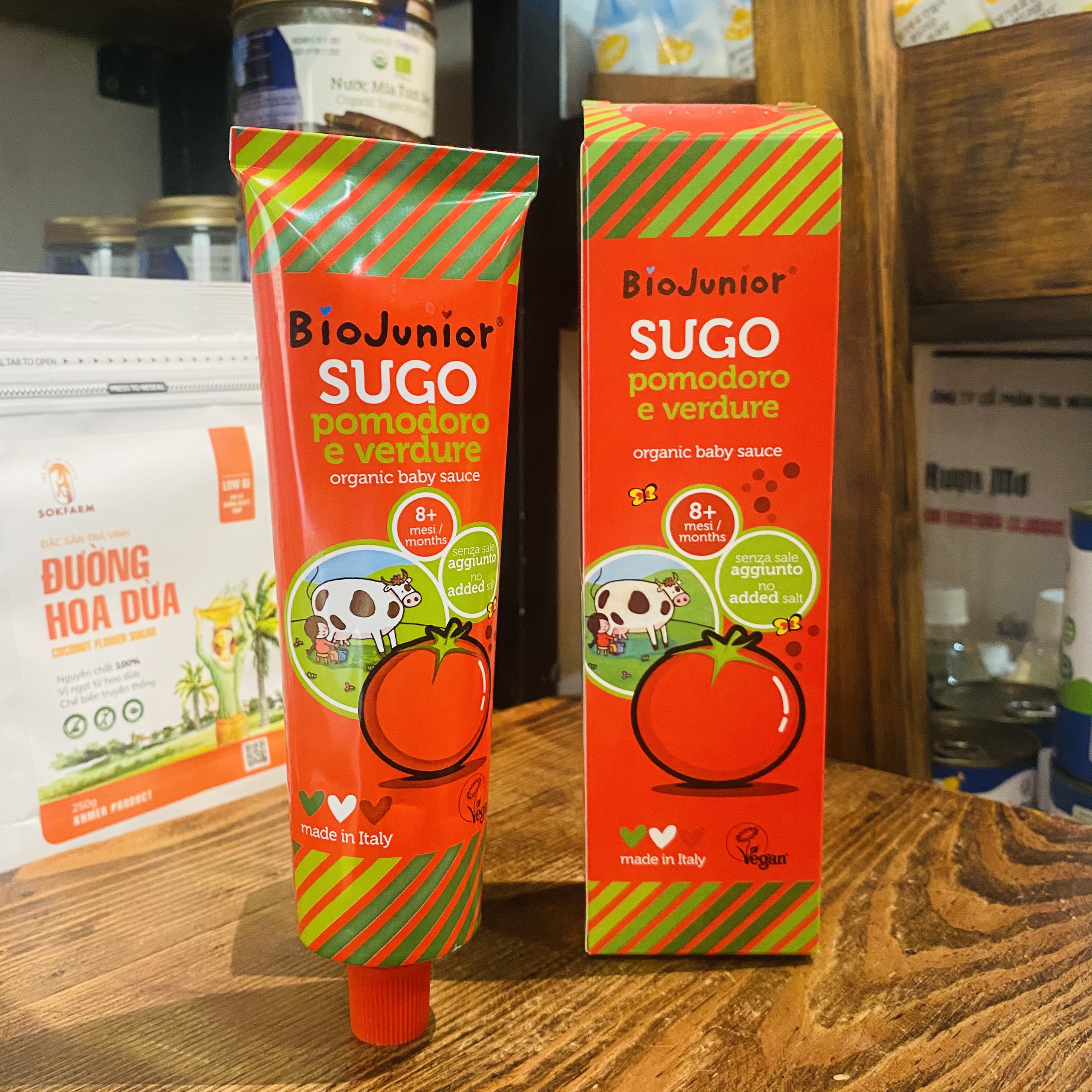 Sốt cà chua bio junior 150g hữu cơ cho bé từ 8 tháng tuổi | sốt cà chua organic trộn mỳ nui cho bé
