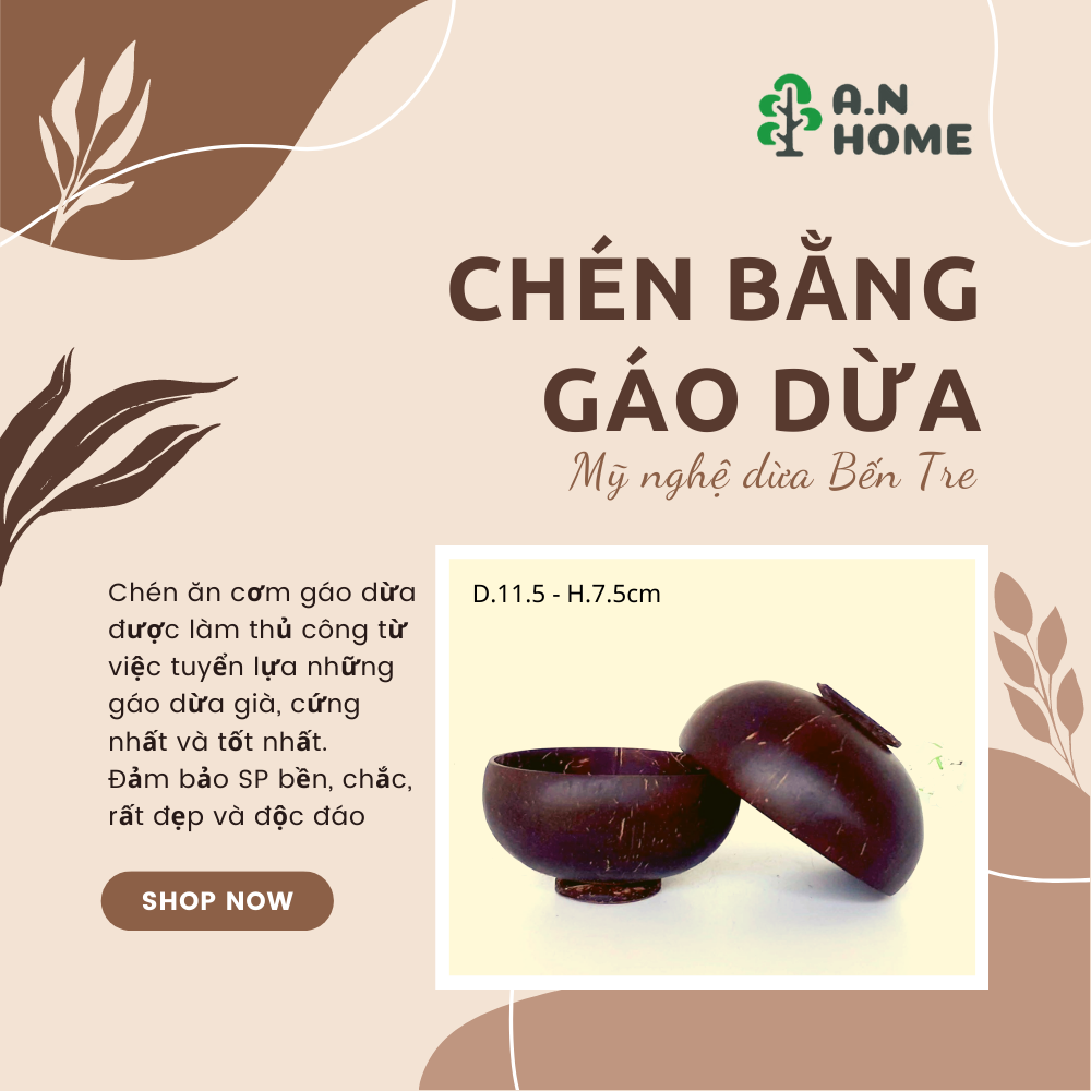 Chén ăn cơm được làm thủ công từ gáo dừa- Handmade Coconut Shell Bowl, products from Ben Tre, VietNam.