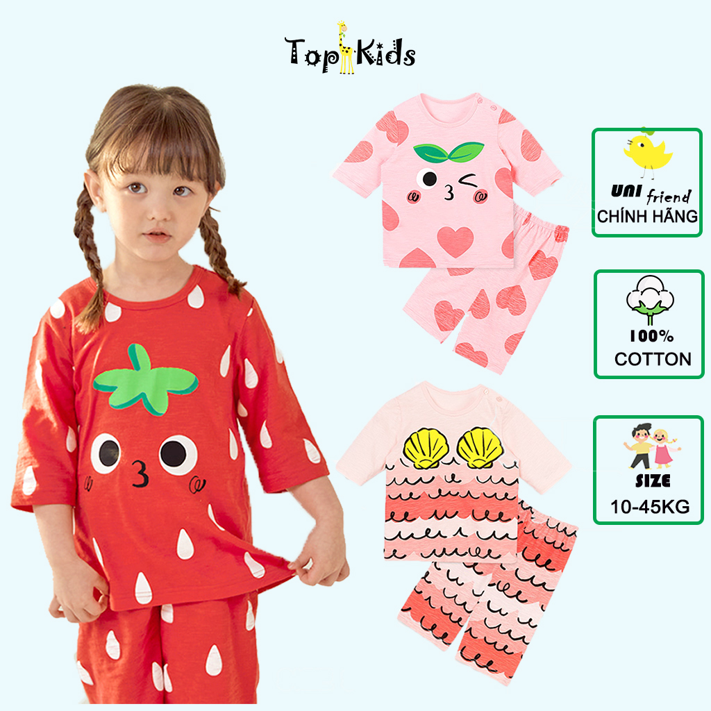 Đồ bộ lửng cotton mặc nhà mùa thu đông bé gái- unifriend hàn quốc
