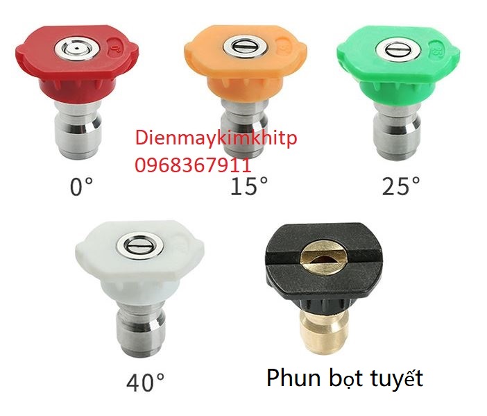 Béc phun rửa xe 0-15-25-40 độ, béc rửa xe cao áp