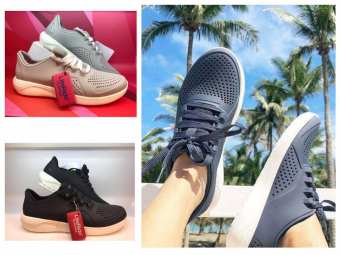 Giày nhựa CROCS buộc dây dáng thể thao, đế literide siêu mềm êm thoáng khí đi mưa thoải mái