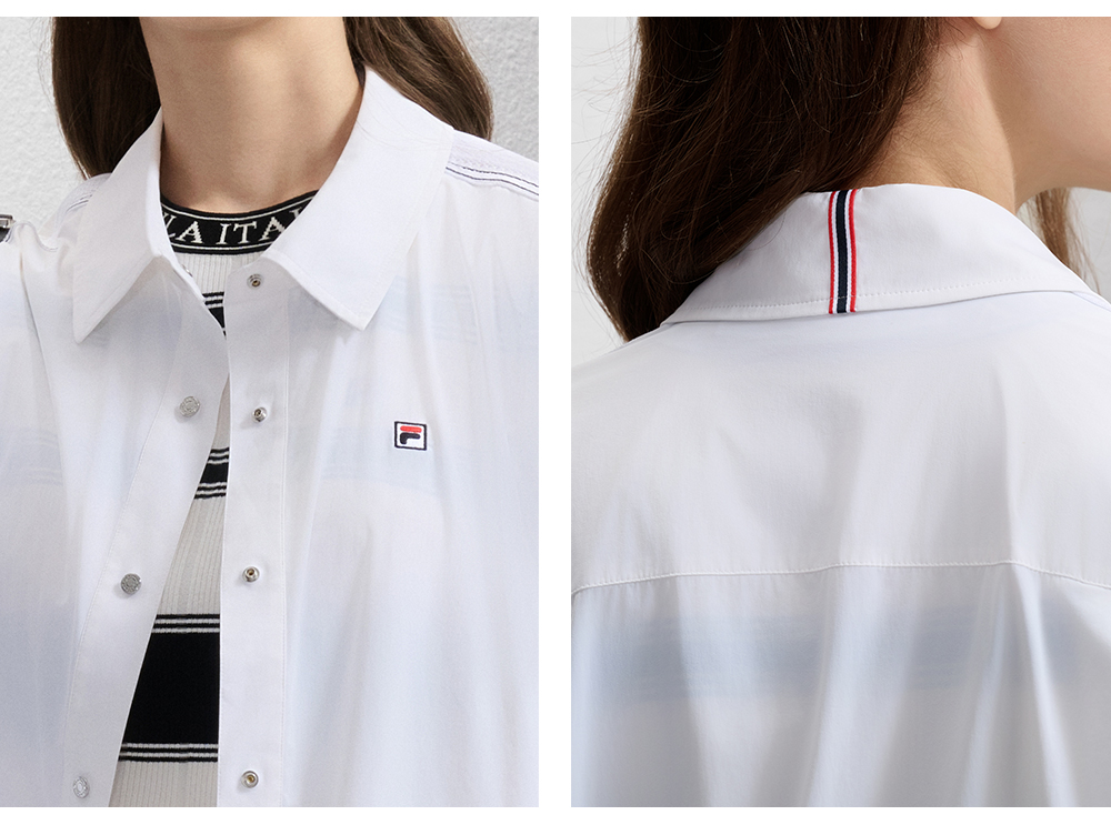 FILA CORE LIFESTYLE MH1 DNA-FRENCH CHIC Women Woven Shirt (White)